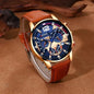 2PCS Set Luxury Brown Mens Quartz Watches Fashion Male Business Casual Wristwatch with Bracelet