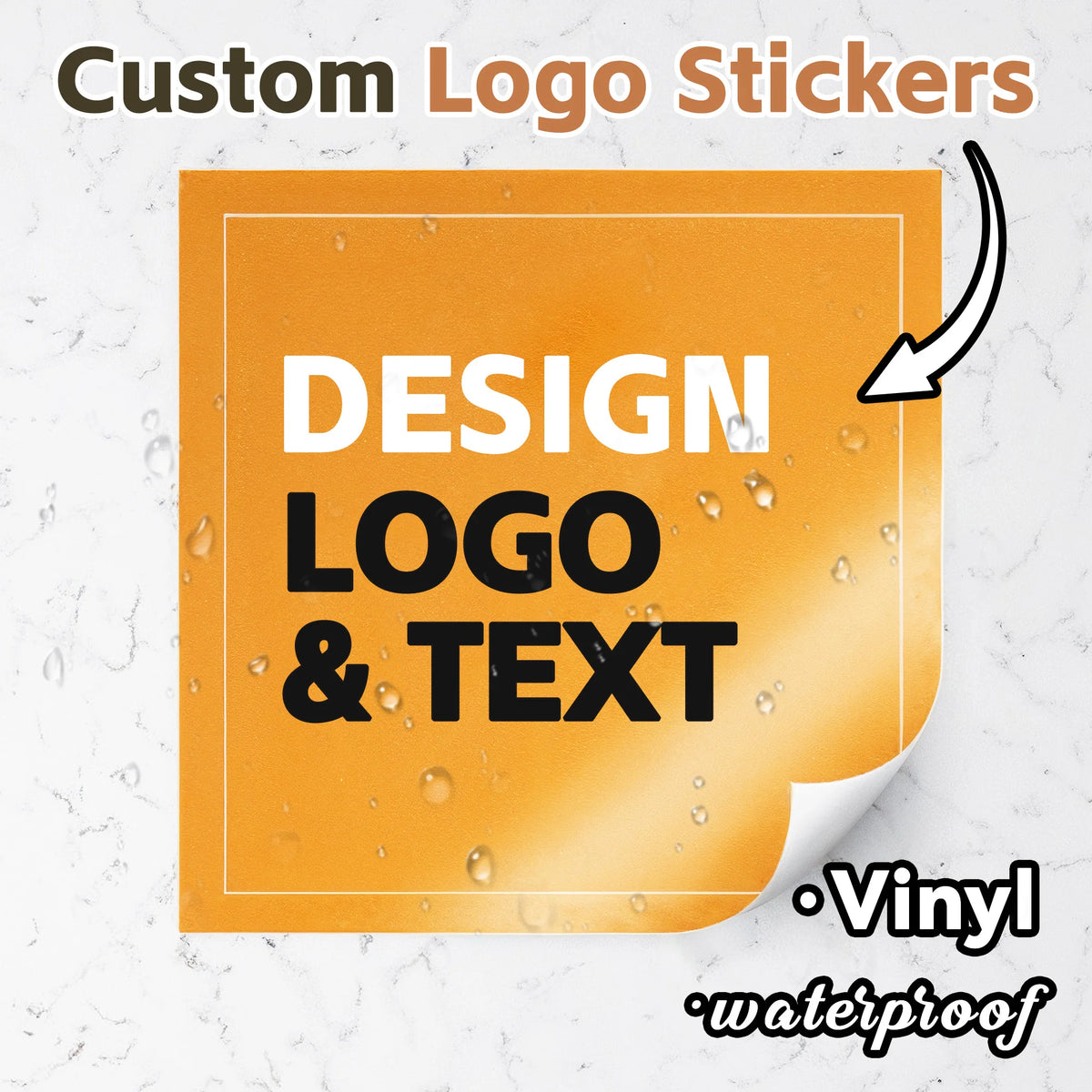 Custom Stickers PVC Waterproof Die Cut Vinyl Logo Labels Square Personalized Sticker for Laptop Birthday Party Wedding Business