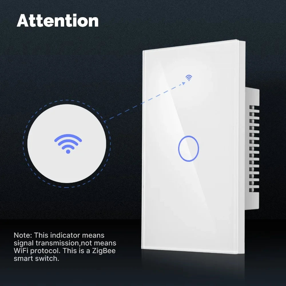 MOES Tuya ZigBee Light Switch Touch Glass Panel Fireproof Neutral Wire Required Remote Control Work With Alexa Google Home