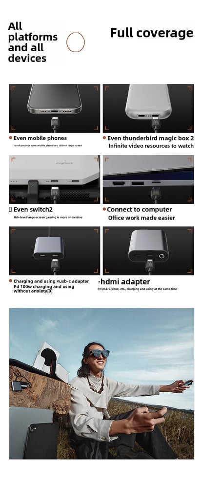Okulary AR Rayneo Air 4 Pro Smart 3G sterowane głosem, wodoodporność IPX-5, nagrywanie wideo 4K, montowane na głowie, zgodność z protokołem DP
