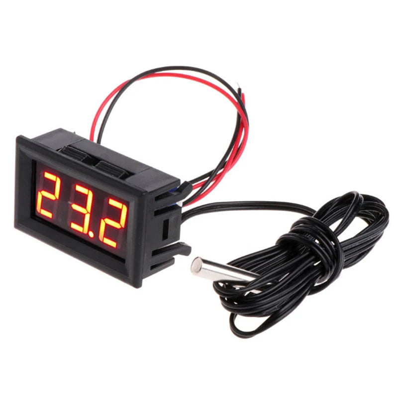 DC5V~12V Mini Digital LED Thermometer For Car Temperature Monitor Panel Meter Measuring Range -50-120℃ With Temperature Probe