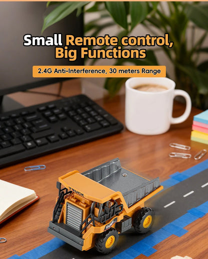 2026New Full-Scale Mini Excavator Tipper Truck 1:64 Remote Control Engineering Vehicle Mini Forklift Birthday Gift Toy RC Trucks