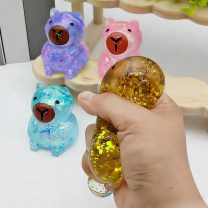 Maltose Capybara Stress Squeeze Toy Decompression Cute Capybara Anti Stress Slow Rebound Soft Glitter TPR Capybara Squishy Toys