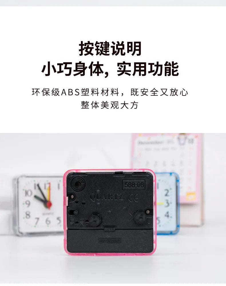Table Clock Square Alarm Clock Small Alarm Electronic Bed Compact Travel Clock Quartz For Child Students Desk Alarm