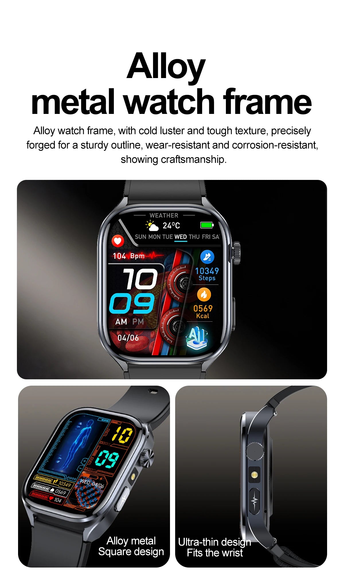 2026 New Non-Invasive Laser Treatment Three High Smart Watch  ECG+PPG Blood Fat Uric Acid Health Diagnosis Smart Watches For Man