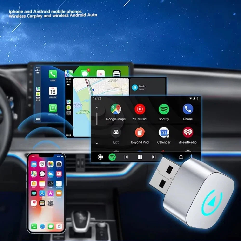 2in1 Wireless Carplay Adapter For iPhone android auto apple Wireless Carplay Mini USB Ai Box Carplay For Toyota Volvo Hyundai