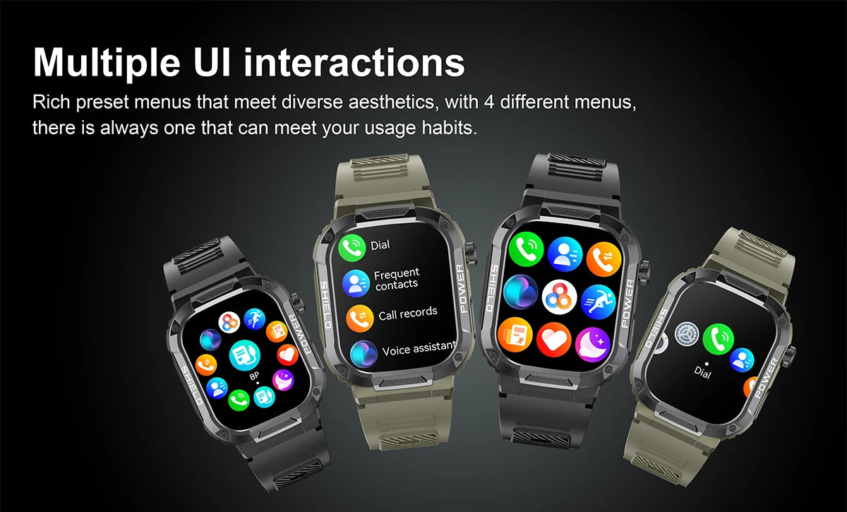 2026 Męski Zewnętrzny Smartwatch Monitor Zdrowia Wojskowy Bezprzewodowe Połączenia Fitness Wodoodporny Sportowy Smartwatch Na Telefony IOS Android