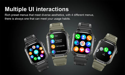 2026 AI Głos Mężczyźni Smartwatch Wojskowy Monitor Zdrowia Bezprzewodowe Połączenia Fitness Wodoodporny Sportowy Smartwatch dla Telefonów z iOS i Androidem