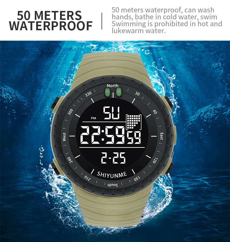 Top Men's Sports Watch 50M Waterproof Military Display Clock Man Watches LED Digital Luxury Fashion  Electronic Wristwatch  2111