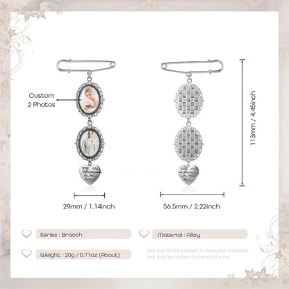 Custom Bride's Commemorative Bouquet Pendant with a Memorial Photo, Bouquet Memory Pendant, Oval Commemorative Pin with Picture