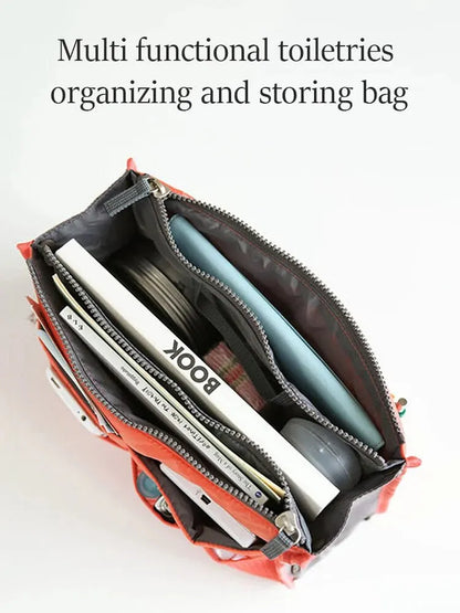 Multi Functional Large Capacity Makeup Bag Portable Double Zipper Toiletries Travel Storage Bag Mommy Bag Multi Pocket Cosmetic