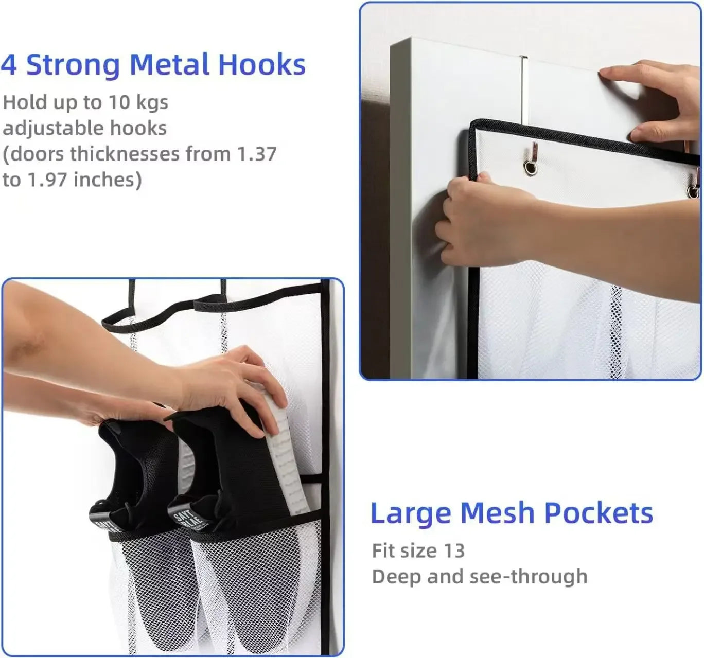 14/24/40 Grids Over The Door Shoe Rack  Mesh Pockets Hanging Shoe Organizer For Closet Hanging Shoe Rack Holder