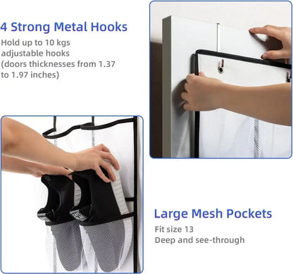 14/24/40 Grids Over The Door Shoe Rack  Mesh Pockets Hanging Shoe Organizer For Closet Hanging Shoe Rack Holder