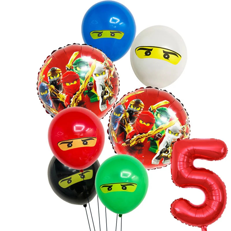 Ninja Birthday Party Decoration Tableware Set Tablecloth Plate Balloon  Cups Napkins Backdrop Banner Cake Toppers Party Supplies
