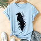 T-Shirt Gothic Cow Print Design Women'S Summer Casual Short Sleeve Aesthetic Clothes Dark Academia Streetwear Summer Top Tee﻿s