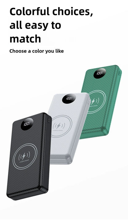 22.5W Fast Charging & Wireless Charging 18650 Battery Power Case - 8x18650 Battery Holder with Outdoor Camping LED Light