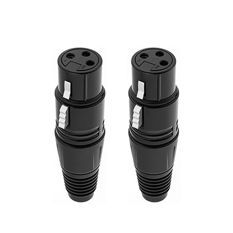 2PCS XLR 3Pin Male/Female Microphone Audio Cable Plug Connector Cannon MIC Cable Terminal Black Silver Microphone Plug