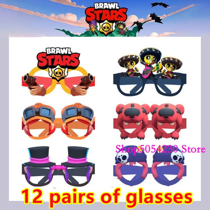 Brawl Stars Happy Birthday Party Supplies Set Cartoon Game Theme Tableware, Paper Plates & Backdrop Decorations for Celebrations