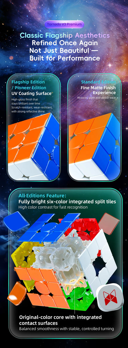 [JudyCube] QiYi X-Man Tornado V3M Premium Pioneer UV Magnetic Magic Speed Cube Qiyi SaoCube Tornado V3 M Flagship Puzzle Toy