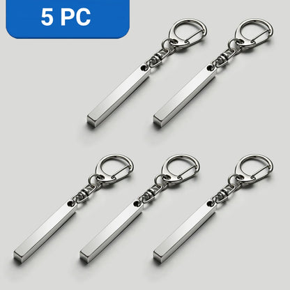 1-10PCS Stainless Steel Personalized Keychain Custom Engraved 4 Sides DIY Name Text Key Ring Gift for Men Women Keyrings DP039