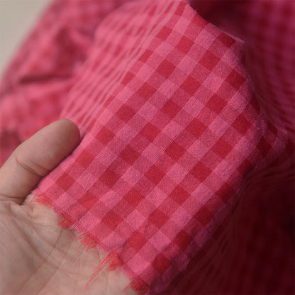 140x50cm Rose Red Bubble Polyester Cotton Plaid Spring DIY Shirt Top Dress Long Skirt Children's Clothing Cardigan Sewing Cloth