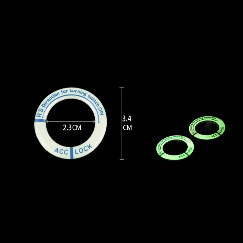 Night Luminous Car Ignition Key Ring Stickers Universal Auto Motorcycle Start Button 3D Decals Protect Decor Fluorescent Circle