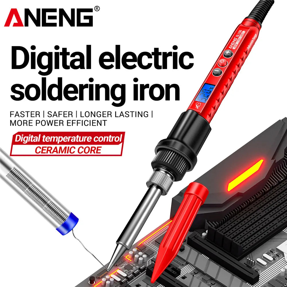 ANENG 60W Professional Electric Soldering Iron Adjustable Temperature SL106 EU/220V US/110V Welding Repair + M113 Multimeter Too