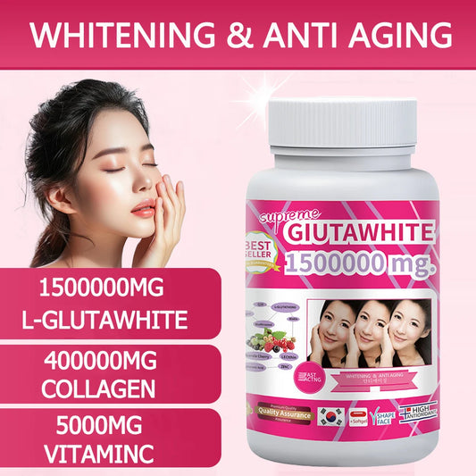 Gluta White 1500000mg Skin Whitening & Antioxidant Detox Supplement for Women & Men, Aging Defense, Blood Balance, Immune Health