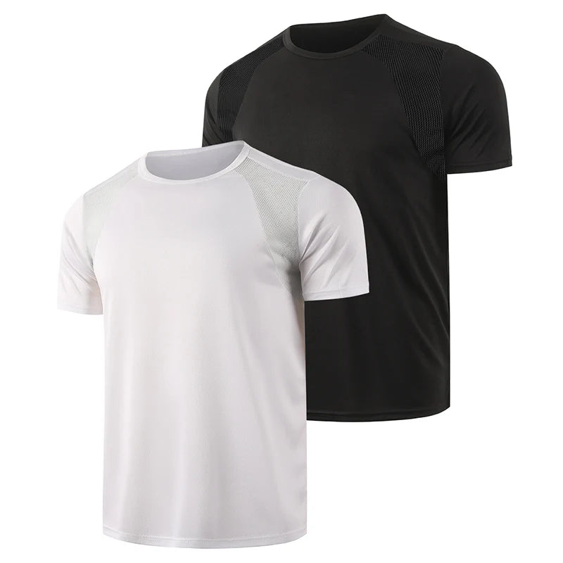 1/2-Piece Men's Summer Black And White Solid Color Quick Drying Sports Short Sleeved Loose And Breathable Sports Running Trend