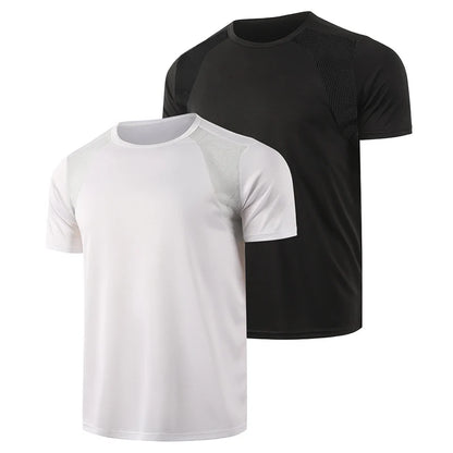 1/2-Piece Men's Summer Black And White Solid Color Quick Drying Sports Short Sleeved Loose And Breathable Sports Running Trend