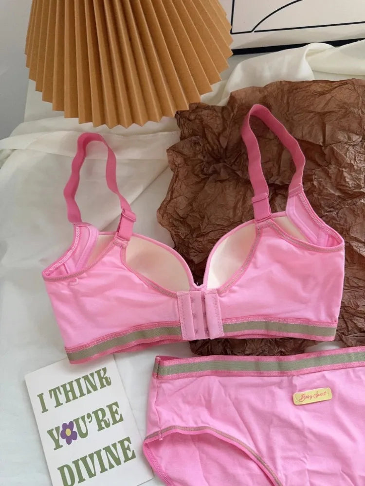 YUQI Dopamine Pink Plus Size Bra - Big Bust Lift | Anti-Sag Non-Trace Thin Lingerie Wireless Push Up Comfort Sexy Support