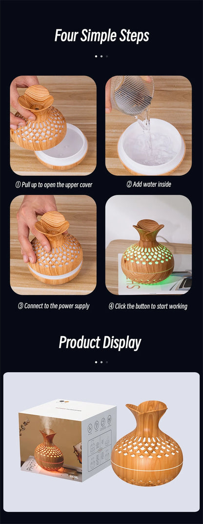 Wood Grain Humidifier 300ml USB Aroma Diffuser Atomizer USB Household Humidifier Hydrating Instrument Desktop Humidifier