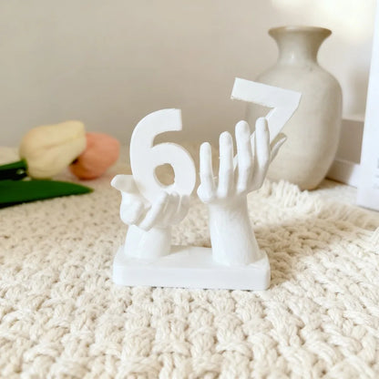 3D Printed Figurine Holding Digital Italian Brain Rot Math 67, Funny and Funny Meme Figurine Holding Digital 67 Sculpture