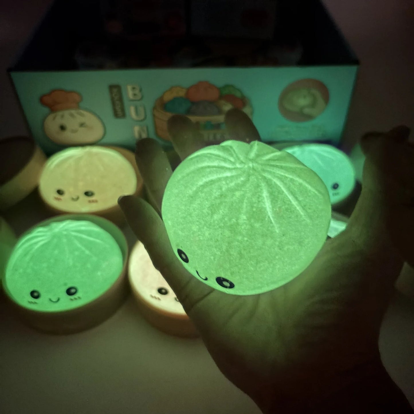 New Luminous Dumplings Squishy Expression Bun Toys Colorful Slow Rebound Simulation Stress Relief Bun Squeeze Toys
