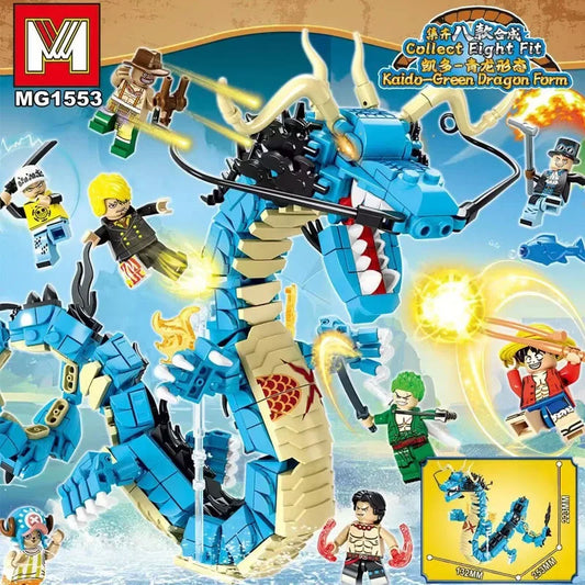 MOC One Piece Building Blocks Blind Box Luffy Kaido Dragon Bricks Model DIY Assemble Blue Dragon Figures Toy Kid Collection Gift