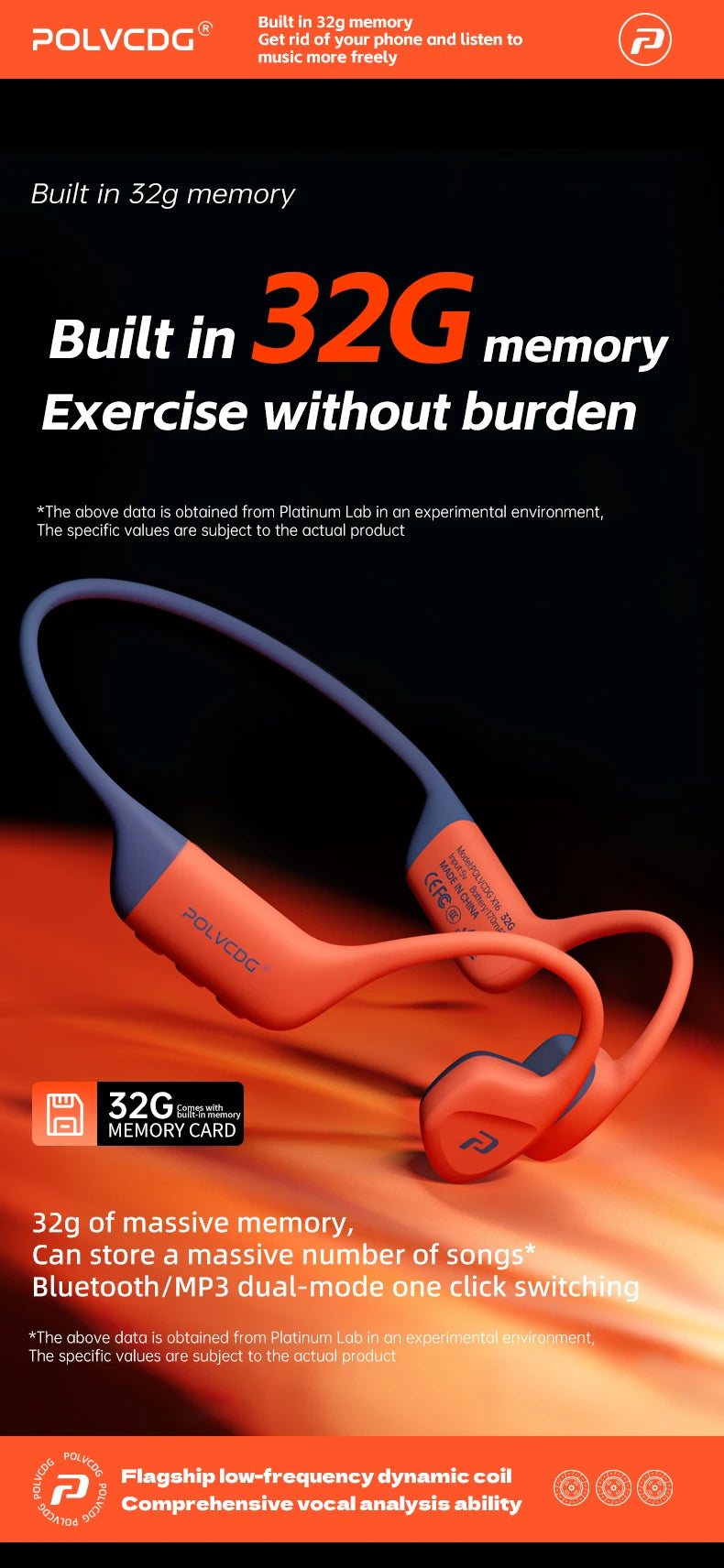 POLVCDG słuchawki z przewodnictwem kostnym Bluetooth, pamięć 32 GB, wodoodporność IPX8, słuchawki pływackie Bluetooth 5.4, materiał silikonowy, nowe X16 (2024)