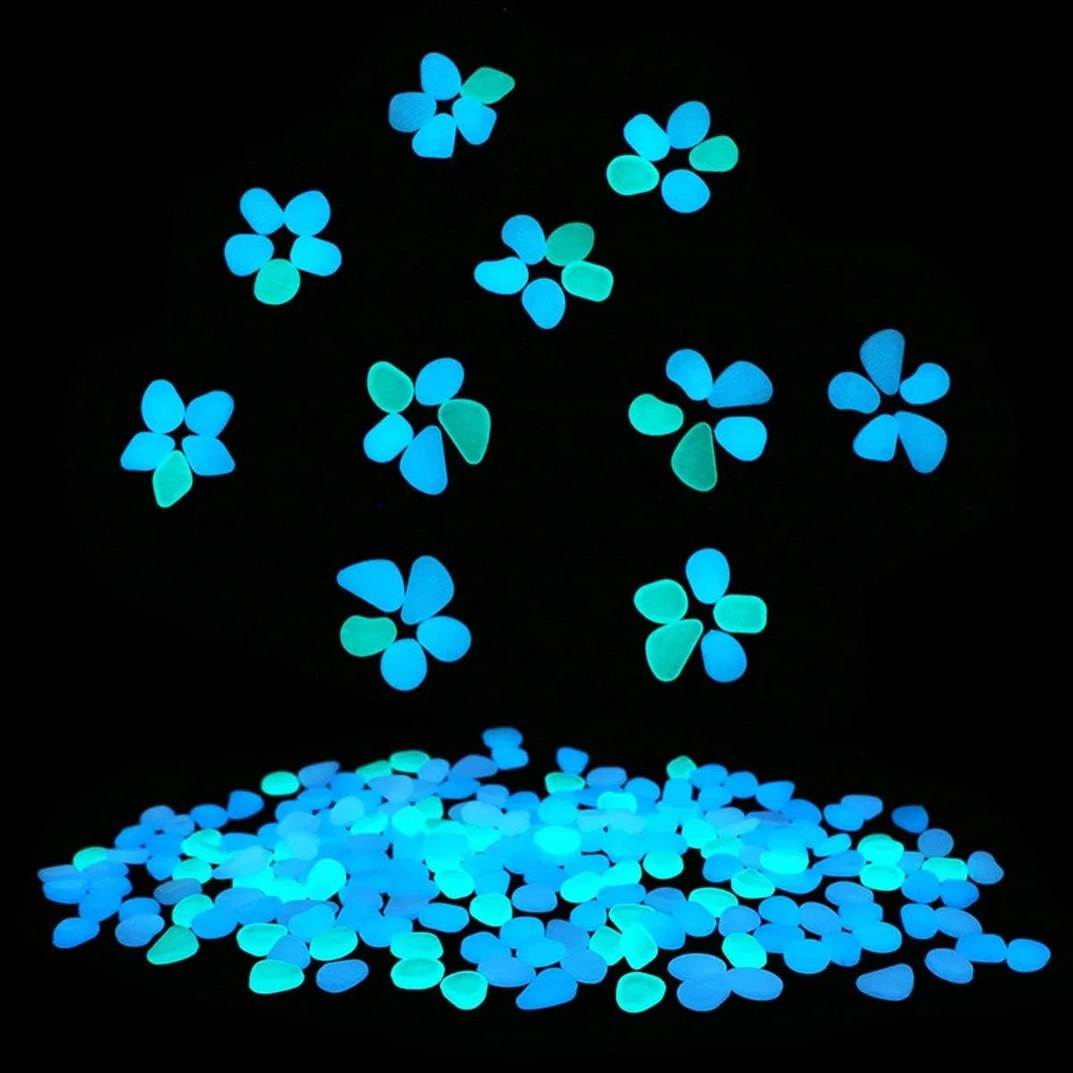 300Pcs the Garden of Light on the Dark Pebbles for Yard Rock and Manwalk Decoration Fairy Tale Garden DIY Decorative Luminous Stone