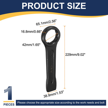 Uxcell Box End Striking Ring Wrench 17mm-48mm Metric CR-V Steel 12-Point Flat Strike Wrench Baking Paint Single Head Spanner