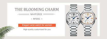 NAVIFORCE Women Quartz Watch Retro Fashion 3ATM Waterproof Stainless Steel High Quality Durable Elegant Daily Ladies Wristwatch