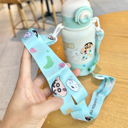 X&W Kids Thermos Bottle Cute Crayon Shin-Chan Thermos Cup Ice Tumbler Stainless Steel Straw Cup Anime Peripheral Gifts Water Cup