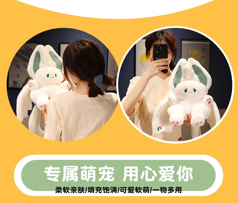 25-55cm Lovely Bat Plush Toy Lovely Flying Bat Rabbit Plushie  Long Tail Pink & Black Bat Rabbit Stuffed Dolls Birthday Gifts