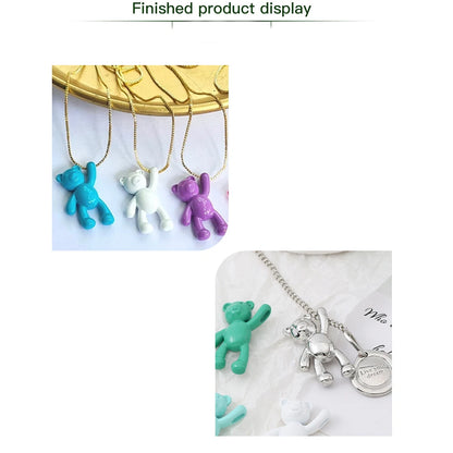 10PCS/lot DIY Cute Cartoon Teddy Bear Pendant Jewelry Accessories Wholesale Alloy Spray Paint Simple Multicolor Jewelry Material
