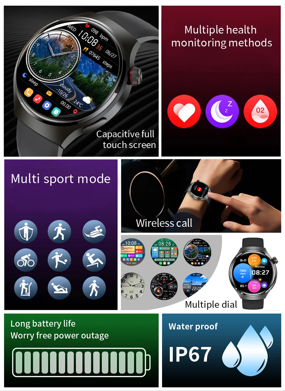 LIGE Men's Smart Watch Outdoor Sports Watches Heart Rate Blood Oxygen Monitoring Motion Trajectory Bluetooth Call Smartwatch