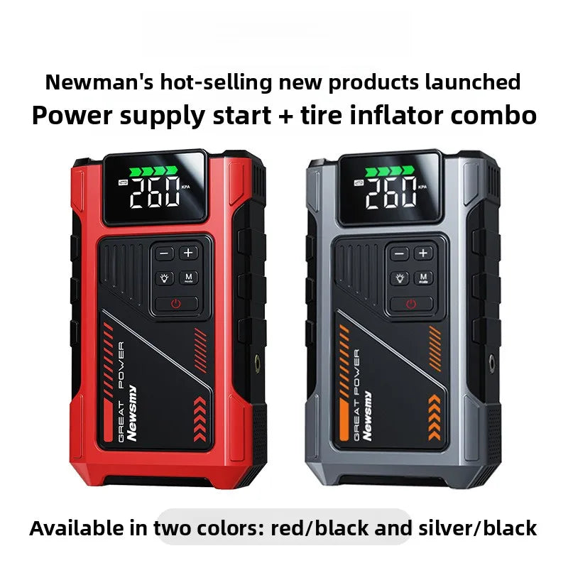 Rozrusznik samochodowy 2 w 1 z pompką powietrza M5 Awaryjny wzmacniacz akumulatora Cyfrowy inflator do opon z monitoringiem opon