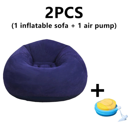 1 Inflatable Lazy Sofa, Outdoor Chair, Oval Inflatable Sofa, Camping Folding Leisure Recliner, Full Backrest Armrest Single Nap Sofa