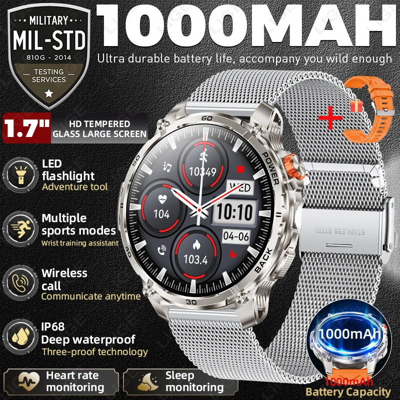 T-Rex 3 Military 1000mAh Super Capacity Battery Men Smart Watch 1.75" HD Screen Call 5ATM Waterproof Sport Smart Watches For Men