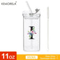 1PCS 24 Letter-Shaped Glass Tumblers with Lid And Straw Coffee Tumbler 300ML Clear Square Drinking Tumbler For Coffee Beer Milk