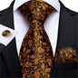 Fashion Men Tie Luxury Gold Black Dot Striped Paisley Silk Wedding Tie For Men DiBanGu Designer Hanky Cufflinks Gift Tie Set