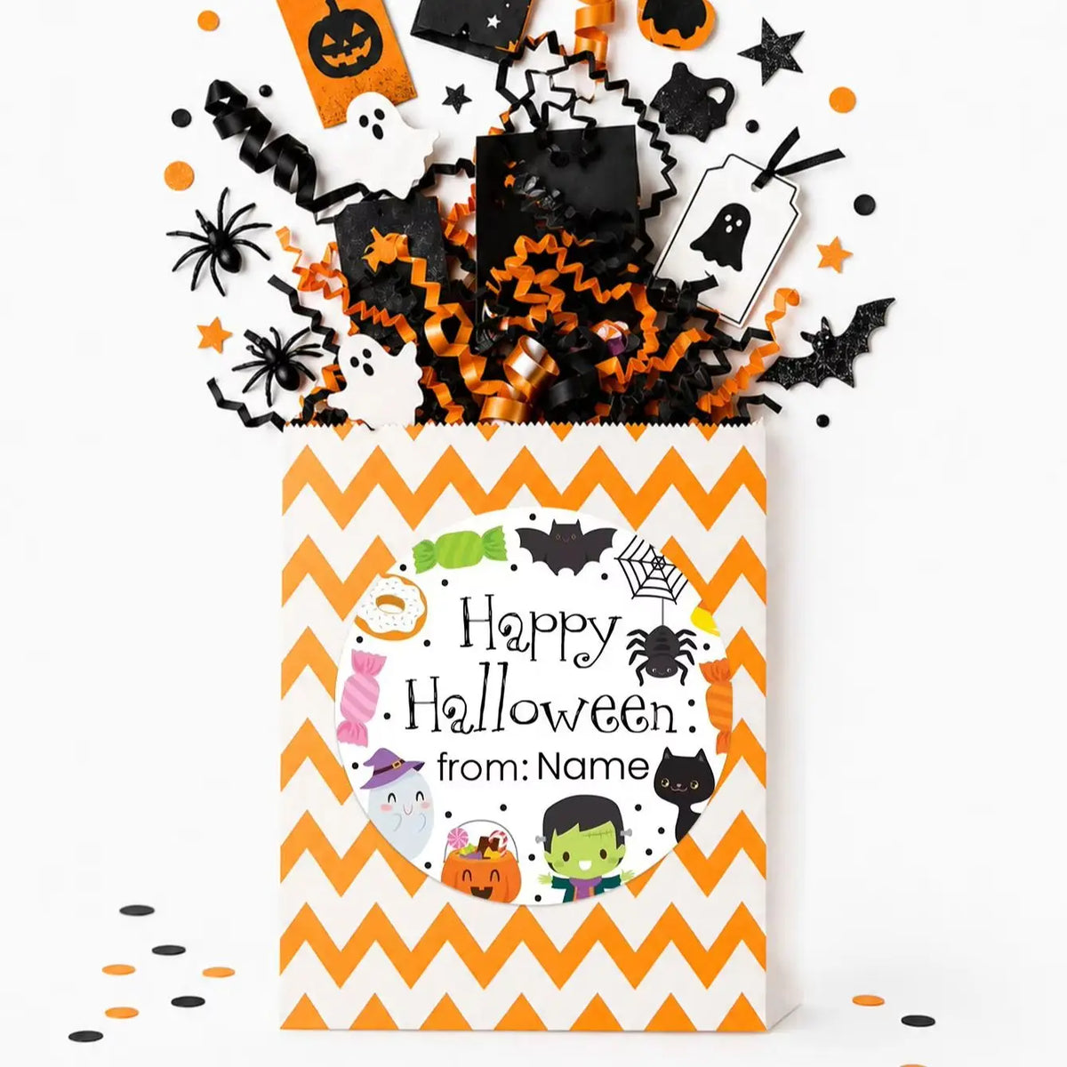1/50/100Pcs Custom Round Stickers with Personalized Text & Images for Halloween Gift Boxes, Treat Bags & Invitation Seals