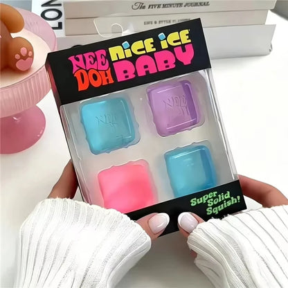 Needoh Teenie Nice Cube Schylling Sensory Stress Reliever Mini 4 Pack Set Fidget Tool Toy Anxiety Party Favors For Kids Adults